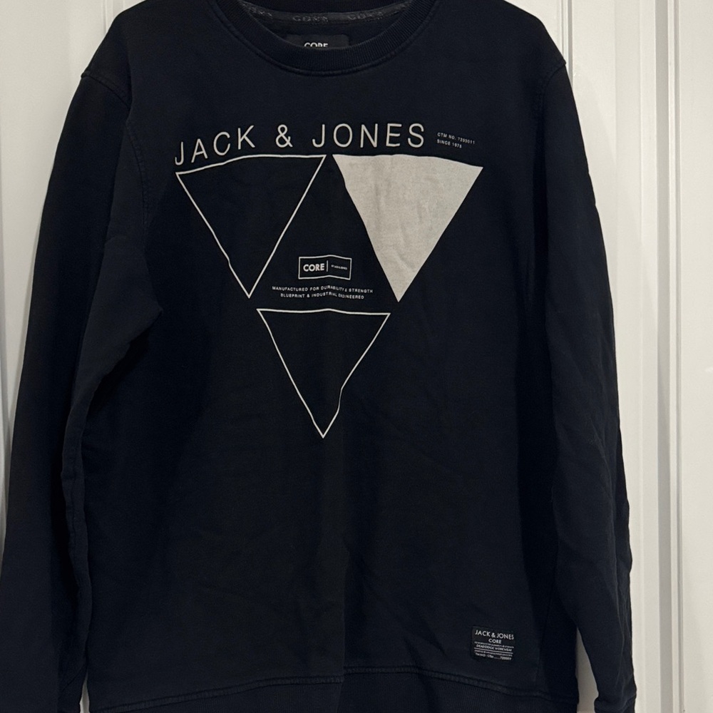 Jack & Jones Black and White Crewneck Sweater